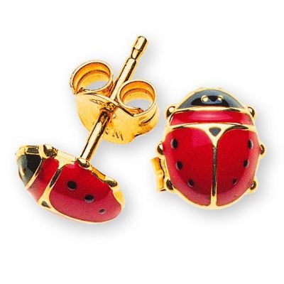 Boucles d'oreilles Olyssa Lucky - Coccinelle | Or jaune 18k - Émail - 6x7mm