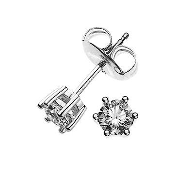 Boucles d'oreilles Solitaire Olyssa Essentials | Or blanc 18k - 2 Diamants 0.20ct. - 6 Griffes