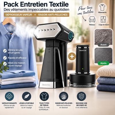 Pack Défroisseur vapeur + Rasoir anti-peluches
