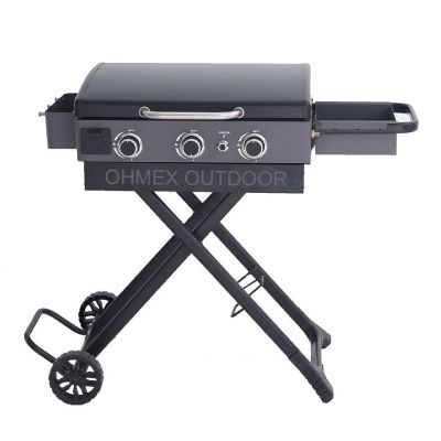 Plancha à gaz 3 brûleurs Ohmex Avec chariot pliable