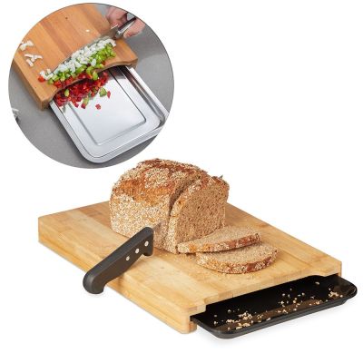 Planche à découper en bambou avec plateau de collecte