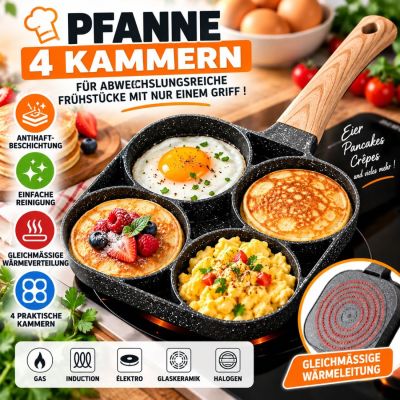 Antihaft-Pfanne mit 4 Mulden für Eier & Pancakes