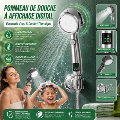 Pommeau de Douche à Affichage Digital – Économie d'eau & Confort Thermique