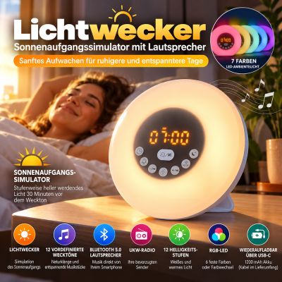 Lichtwecker mit Sonnenaufgangssimulation und Lautsprecher