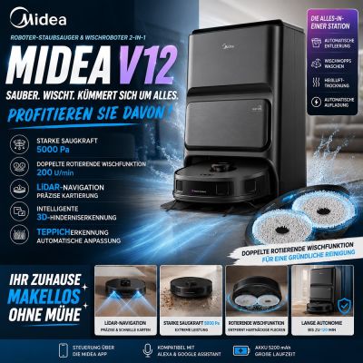 Midea V12 2-in-1 Roboter-Staubsauger und Wischmopp