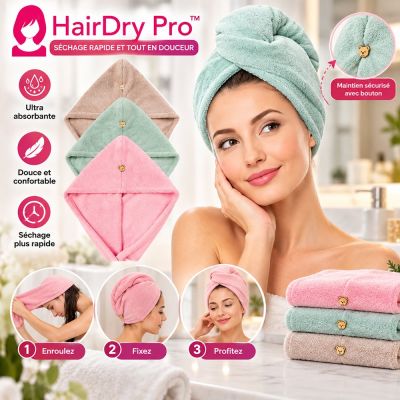 Serviette cheveux microfibre HairDry Pro™