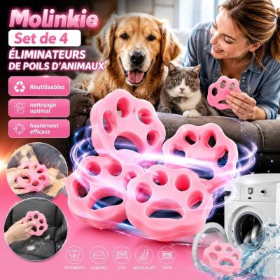 Molinkie Set de 4 éliminateurs de poils d'animaux Réutilisables pour machine à laver