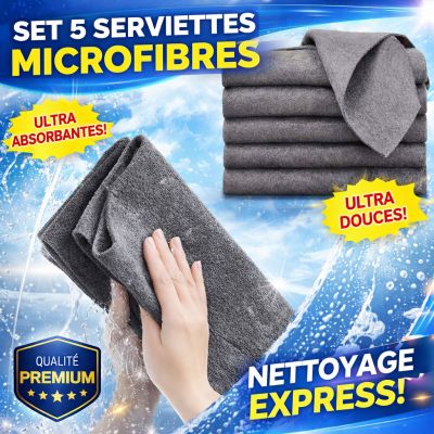 Set 5 serviettes microfibres nettoyage express