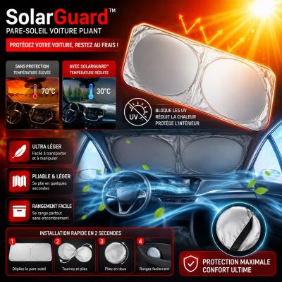 Set de 2 Pare-Soleil Voiture Pliant SolarGuard™ 150x70 cm