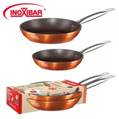 2er-Set Inoxibar-Kupferpfannen All Fire darunter Induktion