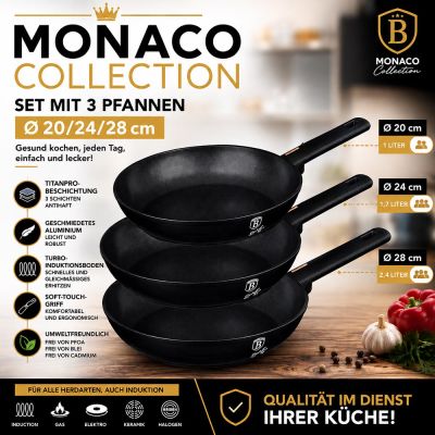 3-teiliges Pfannenset Ø 20/24/28 cm Monaco Collection