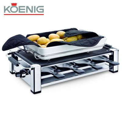 Set Raclette-Grill pour 8 Personnes avec Chauffe Pommes de Terre Koenig