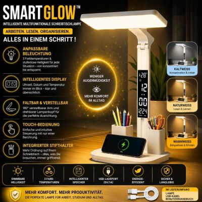 SmartGlow™ – Intelligente Multifunktions-Schreibtischlampe