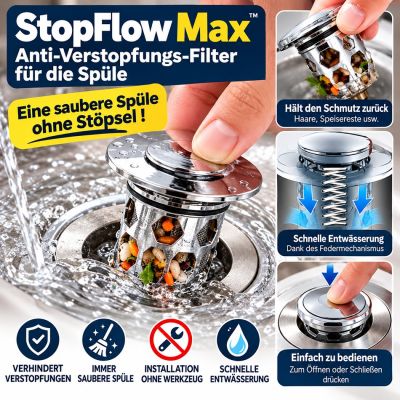 StopFlow Max - Spülbeckenfilter Anti-Verstopfung