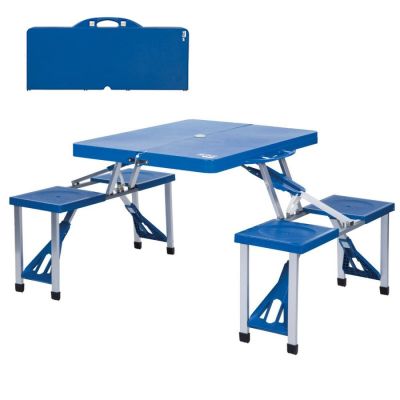 Table de Camping avec Tabourets Pliable