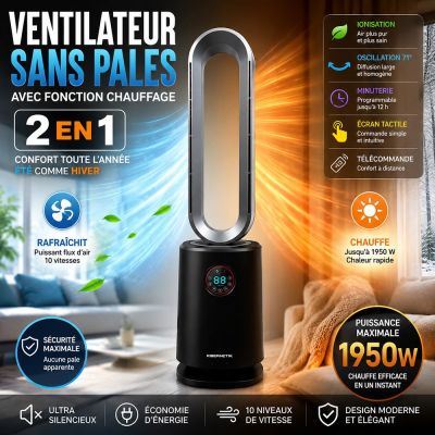 Ventilateur Sans Pales avec Fonction Chauffage 2 en 1