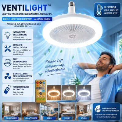 Ventilight™ - Schwenkbarer Deckenventilator mit integrierter Beleuchtung
