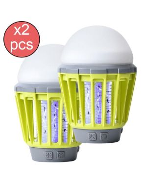 Lot de 2 Lampes Sans-Fil 2 en 1 Anti-moustiques et Camping