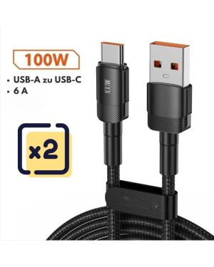 2 x 1 Meter Schnellladekabel von USB-A auf USB-C