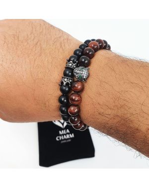 Set 2 Bracelets Oeil de Tigre à la Couronne MeaCharm