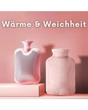 Wärmflasche 1L mit weichem Plüschbezug