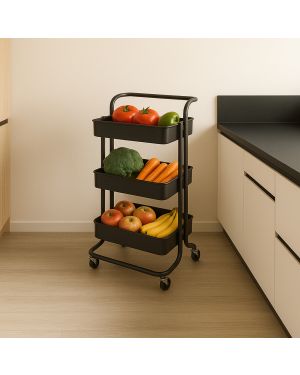 Chariot de Cuisine 3 Compartiments sur Roulettes