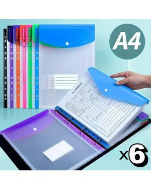 A4 Sammelmappen - Großraum - Knopfverschluss - 6er Pack