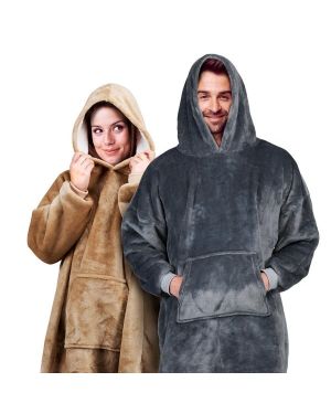 Oversize-Kapuzen-Sweatshirt - Decke mit Ärmel