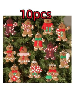 Los von 10 Dekorationen Gingerbread Weihnachtsbaum / 7 x 5 cm