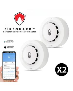 FireGuard™ – Lot de 2 Détecteurs de Fumée Connectés WiFi