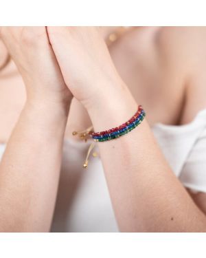 3er Armband Set Lady Taty Natural | Roter, Blauer und Grüner Quarz