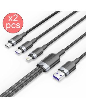 2er-Set 3-in-1-Schnellladekabel