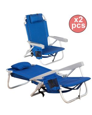 Lot de 2 Chaises de camping pliables multi-positions