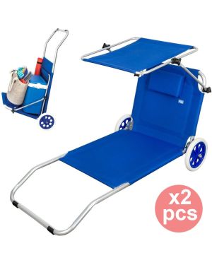 Lot de 2 Chaises Longues Pliables 2 en 1