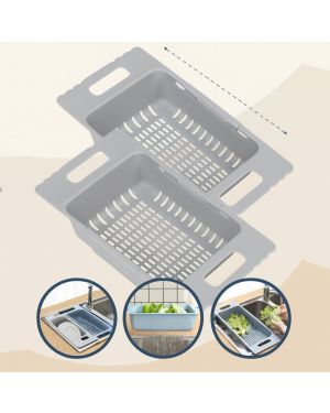 Set mit 2 erweiterbaren Abtropfgestellen für die Spüle