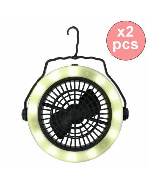 Lot de 2 Lampes de camping 2 en 1 avec ventilateur