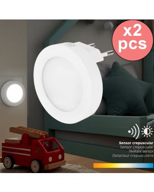 Lot de 2 Veilleuses LED avec Détecteur Crépusculaire