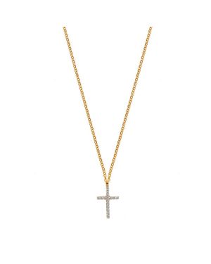Collier mit Kreuz Anhänger Olyssa Divine | Gelbgold 9k & Zirkonia