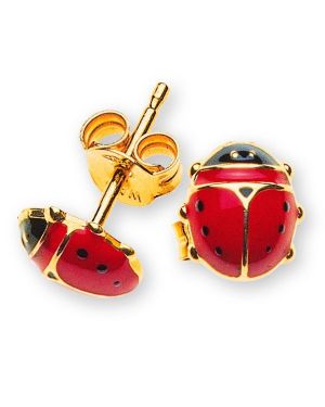 Ohrstecker Olyssa Lucky - Marienkäfer | Gelbgold 18k - Emaille - 6x7mm