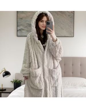 Dolcezza™ – Peignoir Hiver à Capuche Ultra-Doux en Polaire