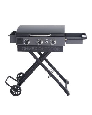 Gasplancha mit 3 Brennern Mit faltbarem Wagen Ohmex