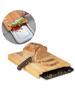 Planche à découper en bambou avec plateau de collecte