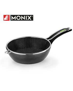 Monix Bratpfanne mit 24 - 28 cm Durchmesser und Frittierkorb