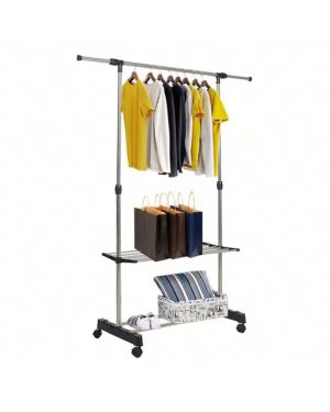 Garderobenständer auf Rollen mit Regal
