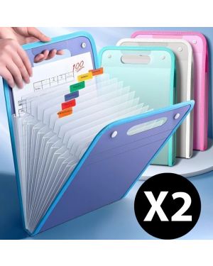 ProFold™ – Set mit 2 A4-Akkordeonordnern mit 13 Taschen