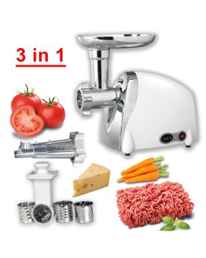 3-in-1-Roboter: Tomatenpresse, Reibe und Fleischwolf