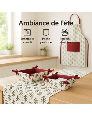 Ensemble assorti - Tablier, Chemin de Table et Paniers