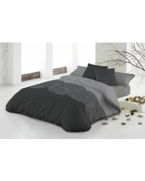 Grau-Schwarzes Bettwäscheset für Einzelbett