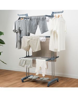 Étendoir à Linge Grande Capacité Pliable à Roulettes