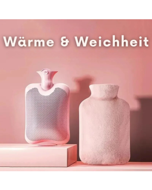 Wärmflasche 1L mit weichem Plüschbezug